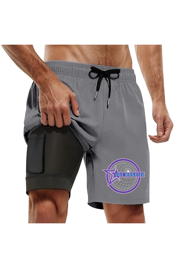 Swim Trunk For Men Icon Quick Dry Bathing Suit Swimming Board Shorts Mesh Lining Grey XL