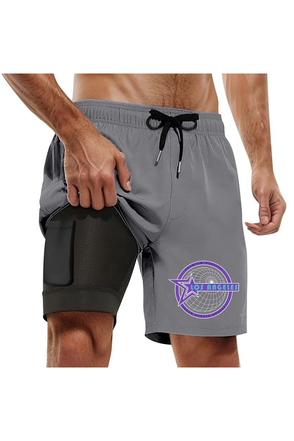 Swim Trunk For Men Icon Quick Dry Bathing Suit Swimming Board Shorts Mesh Lining Grey XXXL