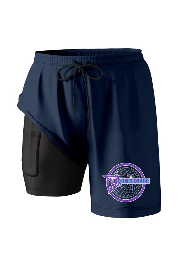 Swim Trunk For Men Icon Quick Dry Bathing Suit Swimming Board Shorts Mesh Lining Navy XXXXL