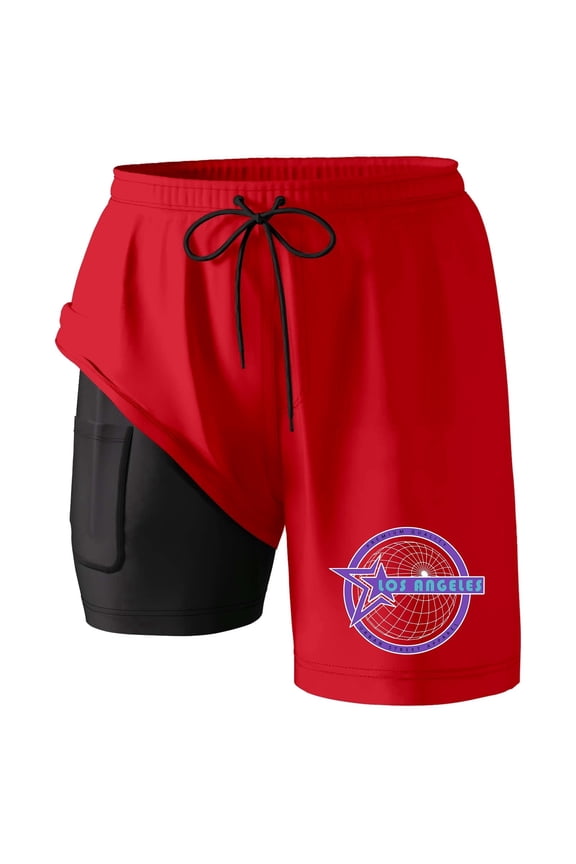 Swim Trunk For Men Icon Quick Dry Bathing Suit Swimming Board Shorts Mesh Lining Red XXXXXL