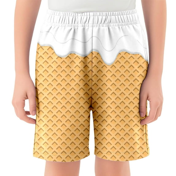 Swim Trunks for Boys 7-8 Years Ice Cream Shorts Boys Girls Kids Baseball Shorts Boys Casual Shorts Athletic Gym Shorts Elastic Waist with Pockets, Summer Sports Outdoor Homewear Kids #White