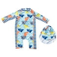 thumbnail image 1 of Swim Trunks Boys Baby Toddler Boys Swimsuit Set, Long Sleeve Sunscreen Swimwear Bathing Suit with Hat Swimsuits for Teens A 6 Months-9 Months, 1 of 6