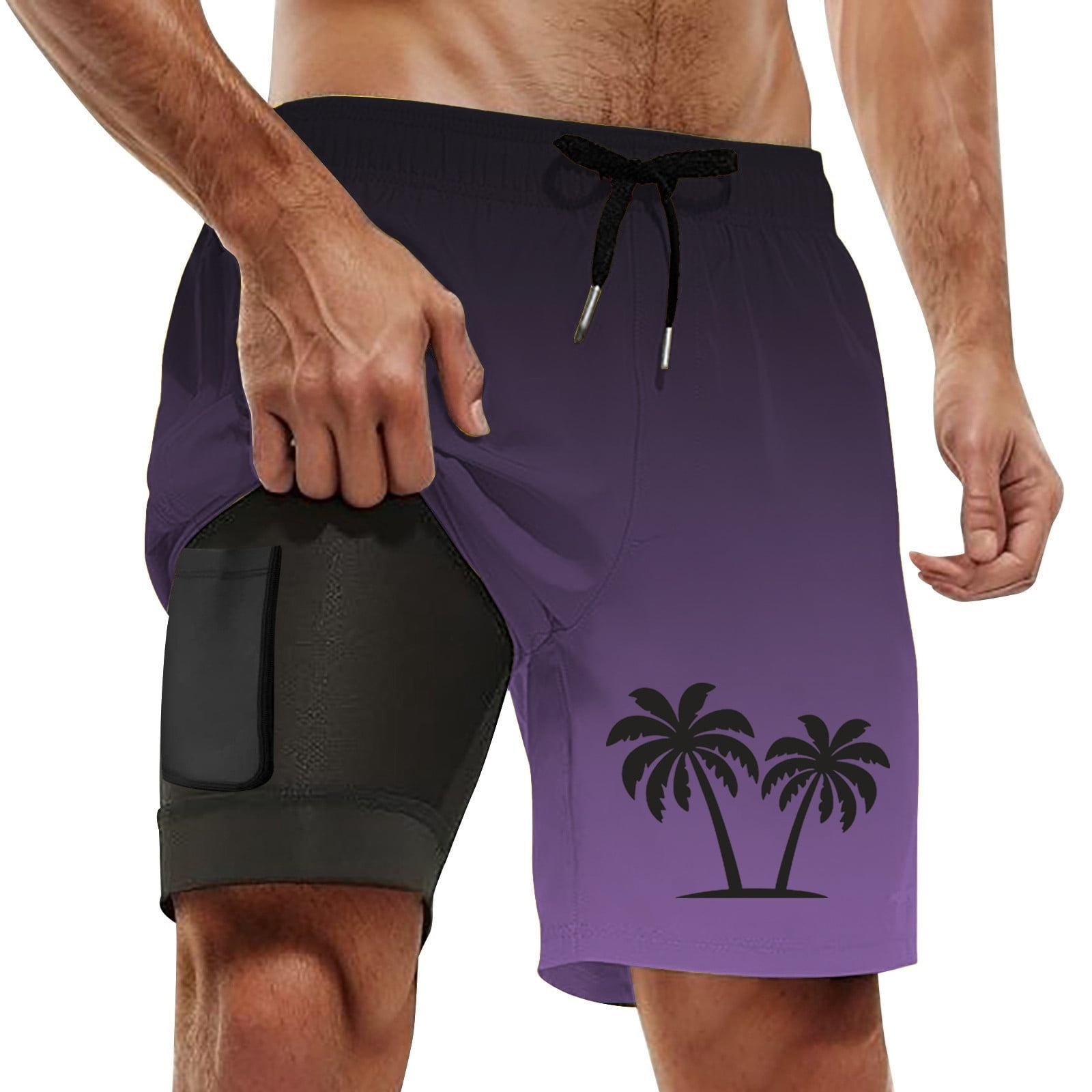 Swim Trunks Men 5 Inch Inseam Stretchy Quick Dry Elastic Waist ...