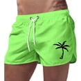 thumbnail image 1 of Swim Trunks Men 5 Inch Liner Stretchy Quick Dry Elastic Waist Drawstring Mens Board Shorts Swimwear Printed Lightweight Swimwear,Green,XL, 1 of 4