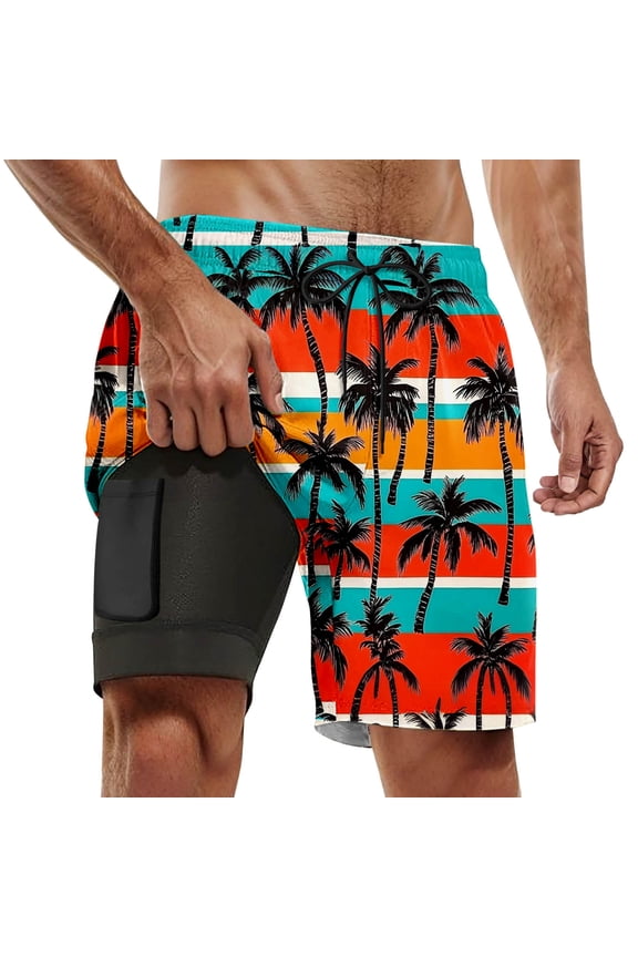 Swim Trunks Men 5 Inch Quick Dry Baggy Elastic Drawstring Waist Hawaiian Shorts Tie-Dye Oversized Soft Compression Liner Swimming Shorts for Men,Black,XXXXL