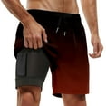 thumbnail image 1 of Swim Trunks Men Compression Liner Stretchy Quick Dry Drawstring Stretch 2 In 1 Beach Swimming Shorts Printed Comfy Bathing Suit Beach Board Shorts,Brick Red,XXXXXL, 1 of 4