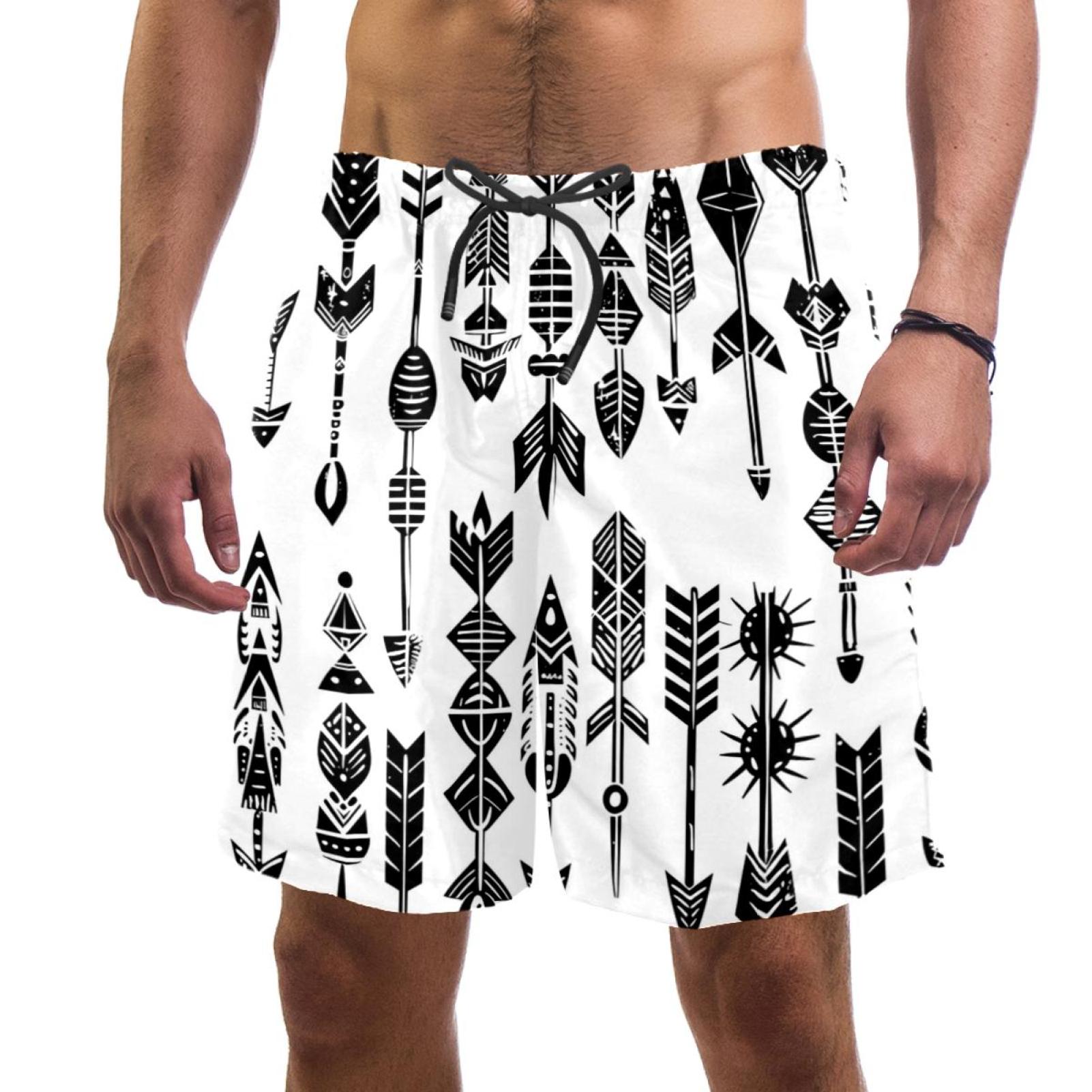 Swim Trunks Men, Men Swim Trunks, Men Swim Shorts, Retro Feather Arrow Ethnic Tribal, Men's