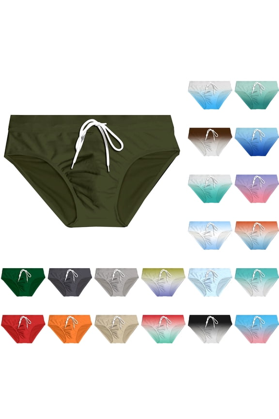 Swim Trunks Men Solid Color Soft Swim Briefs Drawstring Bikini Sport Swimsuit Trunks Swimwear Beach Casual Mens Briefs Underwear