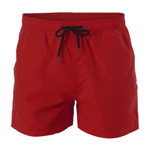 Swim Trunks Men Solid Elastic Waist Quick Dry Bathing Suit Board Shorts Beach Breathable Swimsuit Bottom With Drawstring Red XXXXL