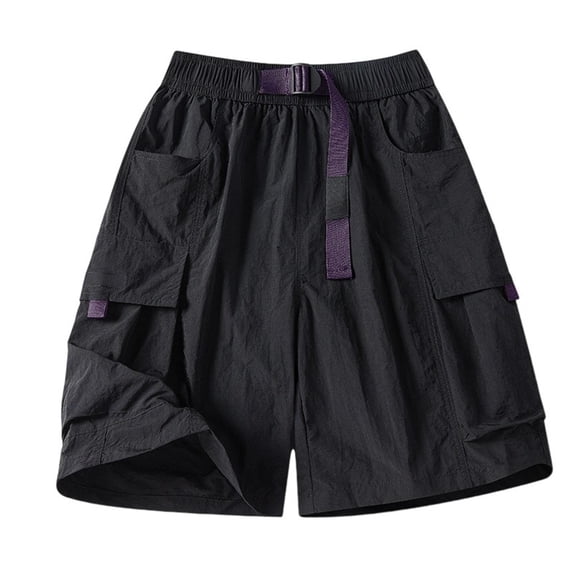 Swim Trunks Men Solid Elastic Waist Quick Dry Swimsuit Board Shorts Beach Lightweight Bathing Suit Bottom With Drawstring Black XL