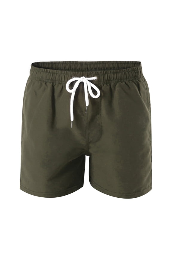 Swim Trunks Men Solid Stretch Quick Dry Liner Swim Shorts Beach Lightweight Swimsuit Bottom With Drawstring Army Green XXL