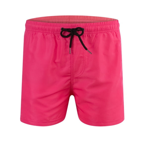 Swim Trunks Men Solid Stretch Quick Dry Swimsuit Board Shorts Beach Breathable Bathing Suit Bottom With Drawstring Hot Pink L