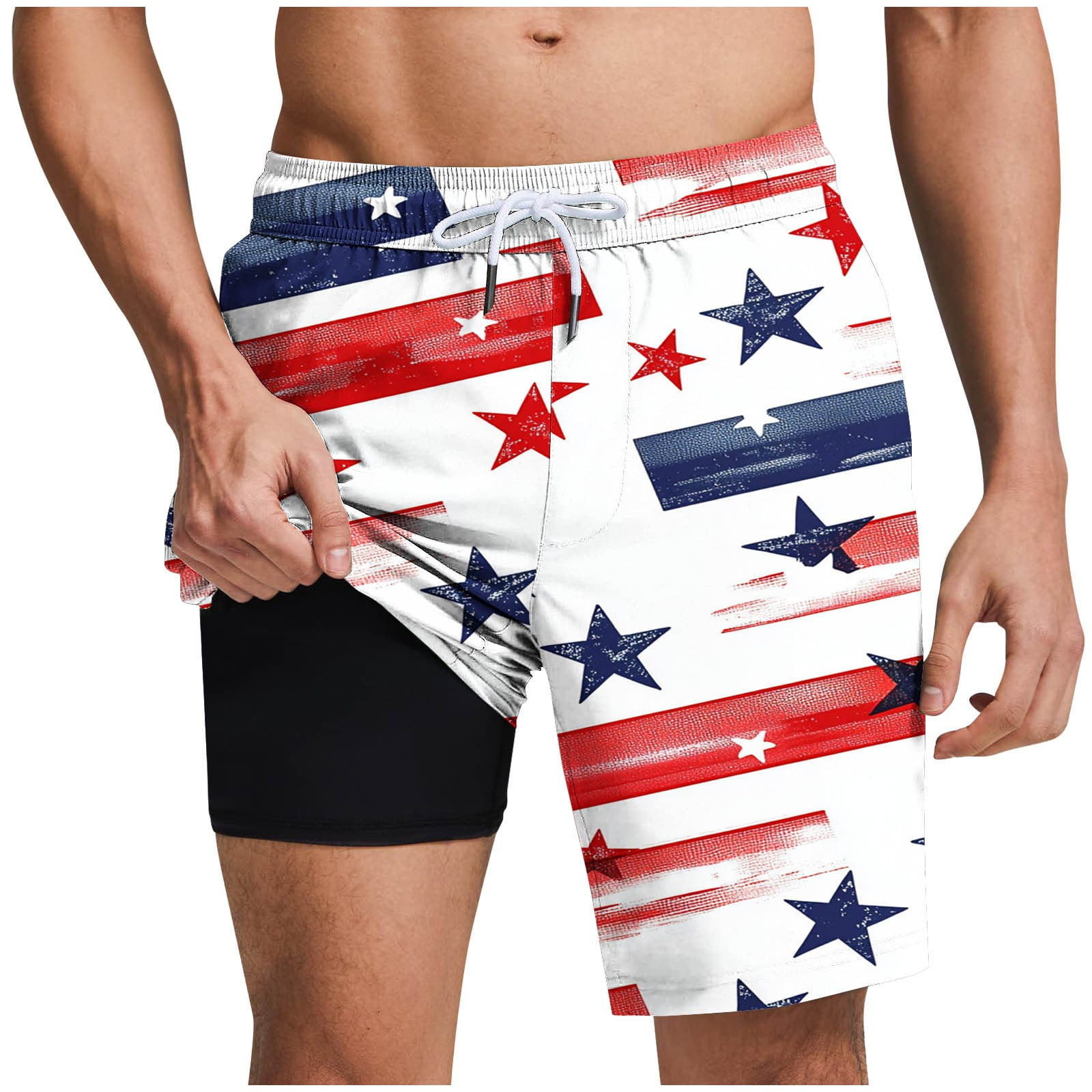 Swim Trunks for Men Usa 4Th Of July Patriotic Board Shorts