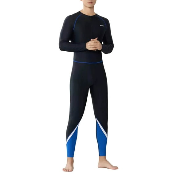 Swim Trunks Men's Suit Long Sleeve Long Trousers Sun Full Body Swimsuit Men's Surf Dive Suit New Swimsuit ( Removable Cushion Inside) Big Mens Bathing Suits Strip Swim Trunks Neon Shorts Mens Blue 5XL