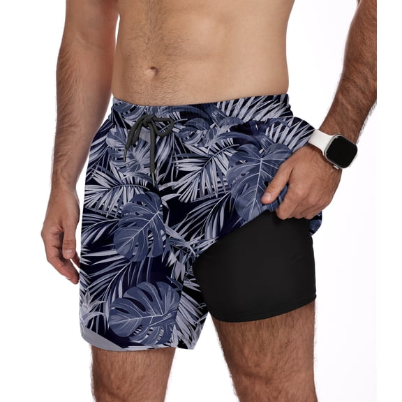 Iceglad Mens Swim Trunks 7 Inch Quick Dry Swim Shorts with Compression Liner Beach Bathing Suits for Men Lightweight Summer Bathing Suit