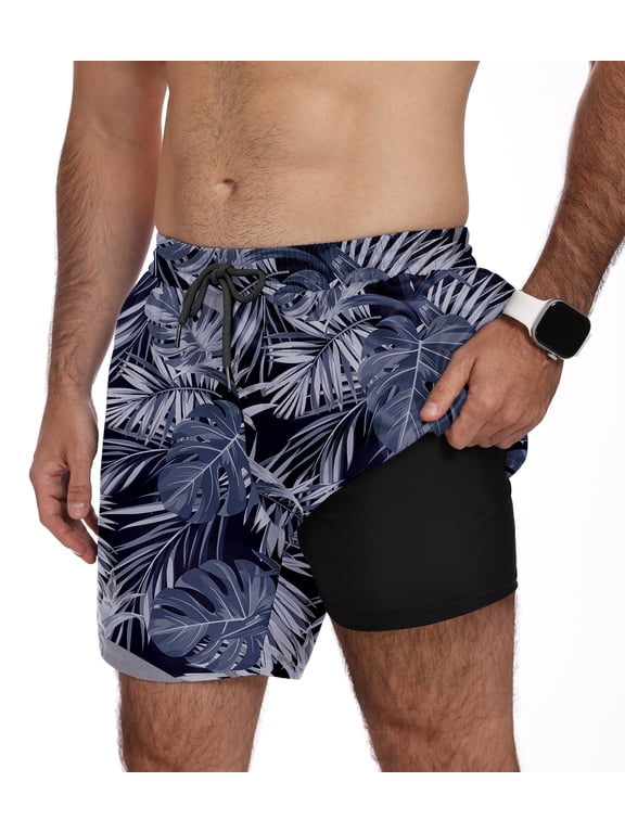 Mens Swim Trunks 7 Inch Quick Dry Swim Shorts with Compression Liner Beach Bathing Suits for Men Lightweight Summer Bathing Suit