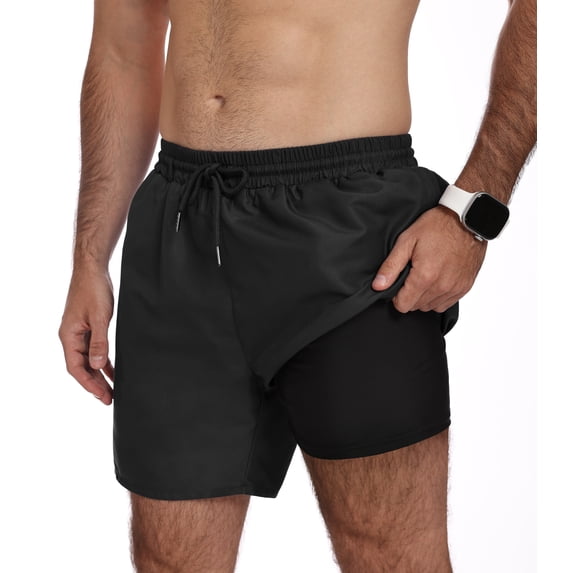 Iceglad Mens Swim Trunks 7 Inch Quick Dry Swim Shorts with Compression Liner Beach Bathing Suits for Men Lightweight Summer Bathing Suit