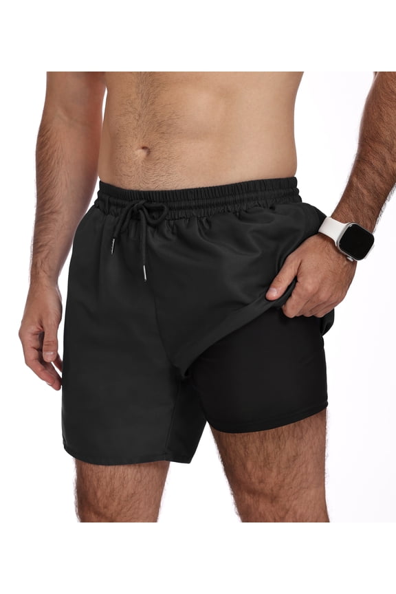 Mens Swim Trunks 7 Inch Quick Dry Swim Shorts with Compression Liner Beach Bathing Suits for Men Lightweight Summer Bathing Suit