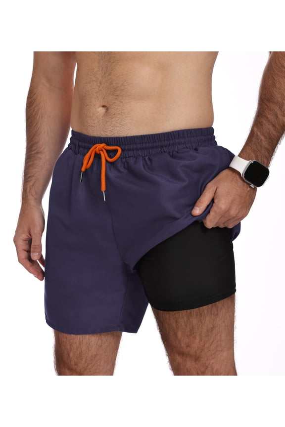 Mens Swim Trunks 7 Inch Quick Dry Swim Shorts with Compression Liner Beach Bathing Suits for Men Lightweight Summer Bathing Suit