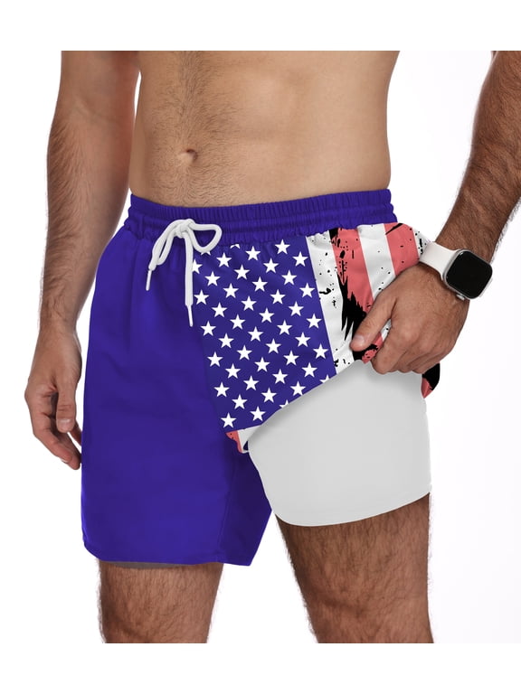Mens Swim Trunks 7 Inch Quick Dry Swim Shorts with Compression Liner Beach Bathing Suits for Men Lightweight Summer Bathing Suit