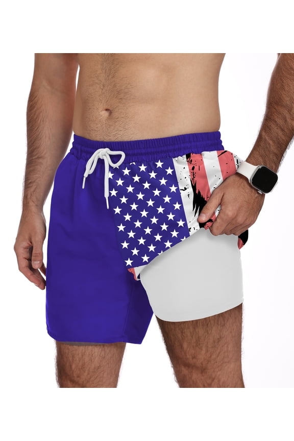 Mens Swim Trunks 7 Inch Quick Dry Swim Shorts with Compression Liner Beach Bathing Suits for Men Lightweight Summer Bathing Suit