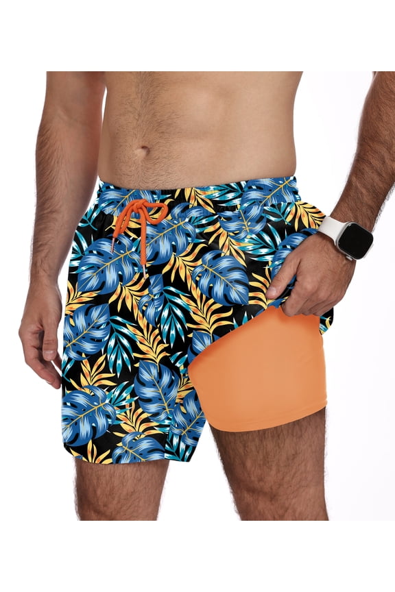 Mens Swim Trunks 7 Inch Quick Dry Swim Shorts with Compression Liner Beach Bathing Suits for Men Lightweight Summer Bathing Suit