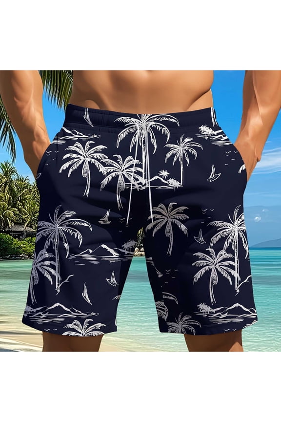 Swim Trunks for Men 9 Inch No Liner Bathing Suit Comfortable Summer Beach Casual Mens Board Shorts Swimwear Dark Blue L