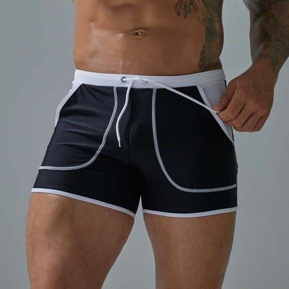 Swim Trunks for Men Low Rise Quick Dry Elastic Waist Boxer Briefs for Summer Beach Vacation Holiday