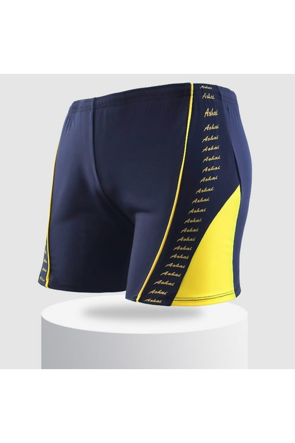 Swim Trunks for Men Mid Waisted Stretchy Slim-Fit Beach Swimming Board Shorts Mens Casual Color-Block Lightweight Swimsuits Bottoms