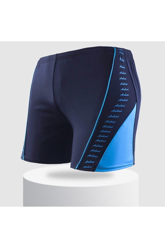 Swim Trunks for Men Mid Waisted Stretchy Slim-Fit Beach Swimming Board Shorts Mens Casual Color-Block Lightweight Swimsuits Bottoms