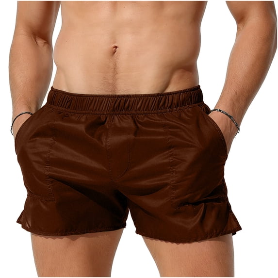 Swim Trunks for Men with Pockets Lightweight Elastic Waisted Beach Shorts Mens Casual Solid Color Wide Leg Athletic Swimming Bathing Suits Short