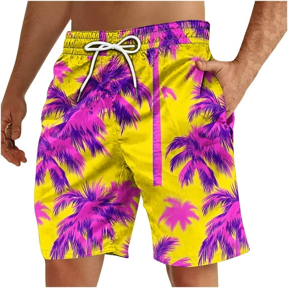 Swim Trunks for Mens Plus Size Vacation Beach Printed Pants Casual Sports Drawstring Shorts Summer Shorts Clearance with Pockets (S-5XL)