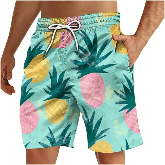 Swim Trunks for Mens Plus Size Vacation Beach Printed Pants Casual Sports Drawstring Shorts Summer Shorts Clearance with Pockets (S-5XL)