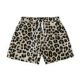 thumbnail image 1 of Swim Trunks for Toddler Boys Leopard Print Elastic Waist Drawstring Kids Board shorts Khaki, 1 of 6