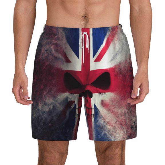 Swim Trunks with Compression Liner Swimming Shorts Bathing Suit Skull Face Union Jack Uk Flag
