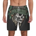 thumbnail image 1 of Swim Trunks with Compression Liner Swimming Shorts Bathing Suit Skull Veteran Army Leaf, 1 of 7