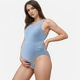 thumbnail image 1 of Swim Women's Maternity Ribbed One-Piece Swimsuit with Scoop Neck and Side Cutout Detail - Medium, Light Blue, 1 of 7