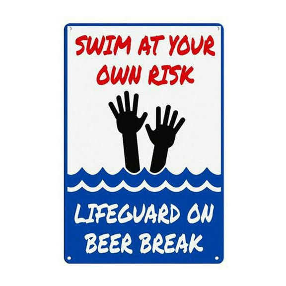 Swim at Your Own Risk Pool Sign Vintage Funny Plaque Outdoor 8 X 12 Inch High Quality Warning Sign