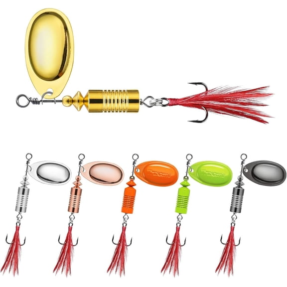 Swim or Jig Fishing Spinner Baits for Freshwater and Saltwater, Rooster Tail Fishing Lures for Trout Bass Walleye Crappie Salmon Pike, with Copper