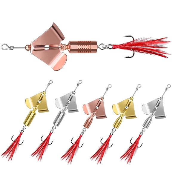 Swim or Jig Fishing Spinner Baits for Freshwater and Saltwater, Rooster Tail Fishing Lures for Trout Bass Walleye Crappie Salmon Pike, with Copper