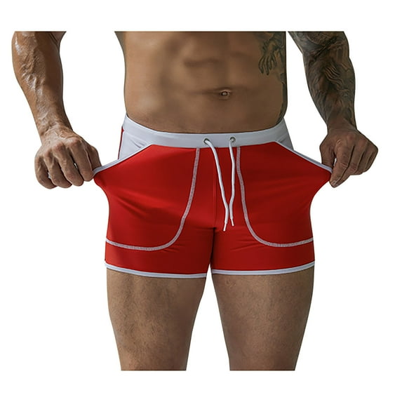 Swim trunks for men Men's fashion large quick dry flat angle solid beach bathing trunks