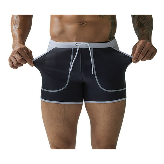 Swim trunks for men Men's fashion large quick dry flat angle solid beach bathing trunks