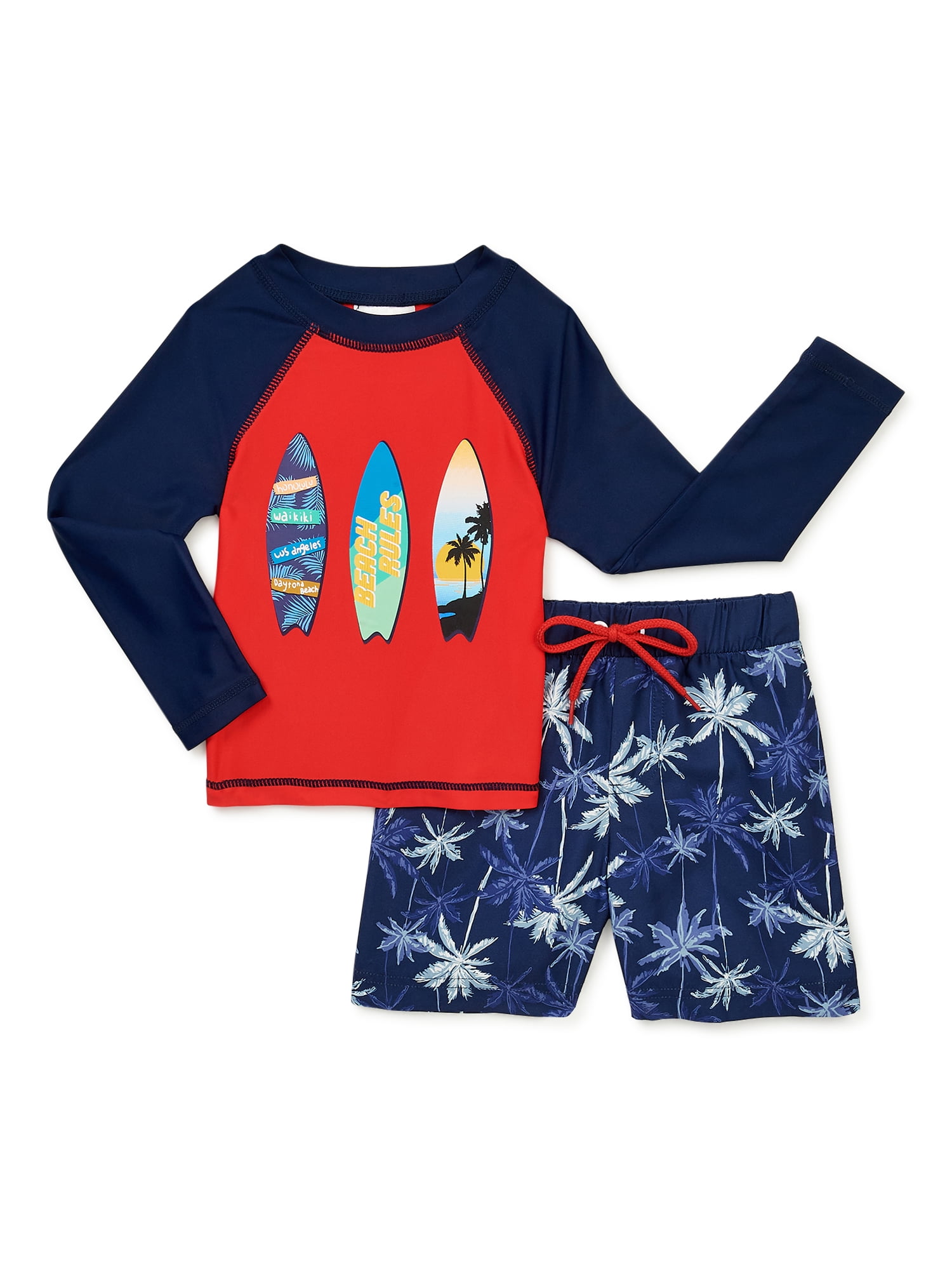 SwimFix Baby and Toddler Boy Long Sleeve Rashguard Set, Sizes 12M5T