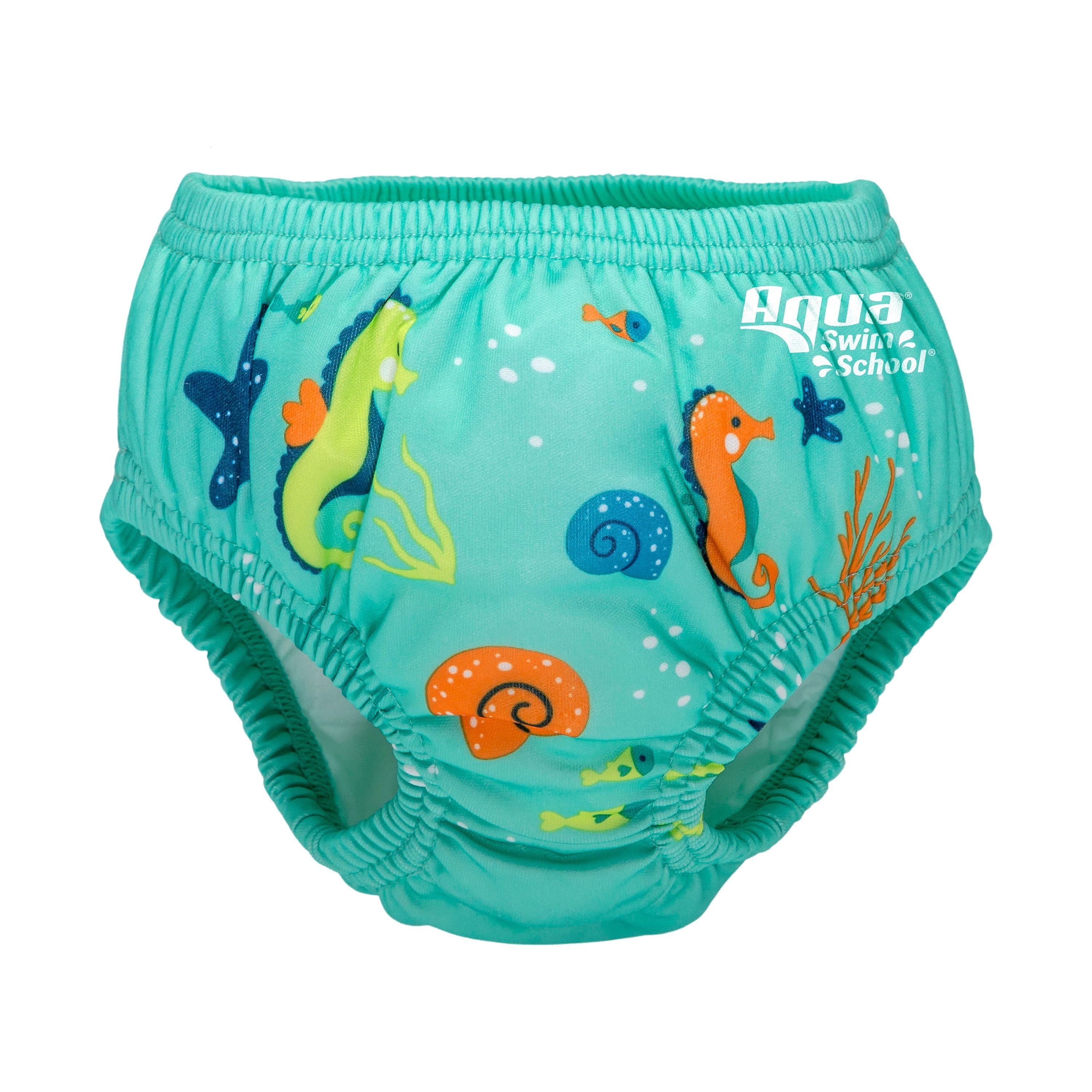 SwimSchool Reusable Polyester Swim Diaper for Toddlers, Blue, Unisex