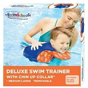SwimSchool Swim Trainer Vest with UPF50 Shoulder Sleeves, Stretchable Fabric, Flex-Form Design, Adjustable Safety Strap, Medium/Large, Up to 50 Lbs., Blue/Orange
