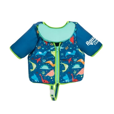 SwimSchool Swim Training Vest with Collar for Children, Blue Dino, M-L, Ages 4-6, Unisex