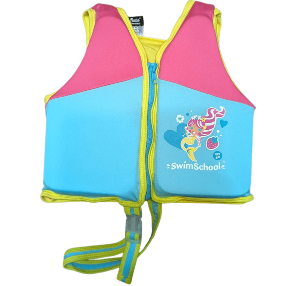 SwimSchool Youth Pink Mermaid Swim Training Vest, Medium/Large, Ages 4-6 Years, Unisex