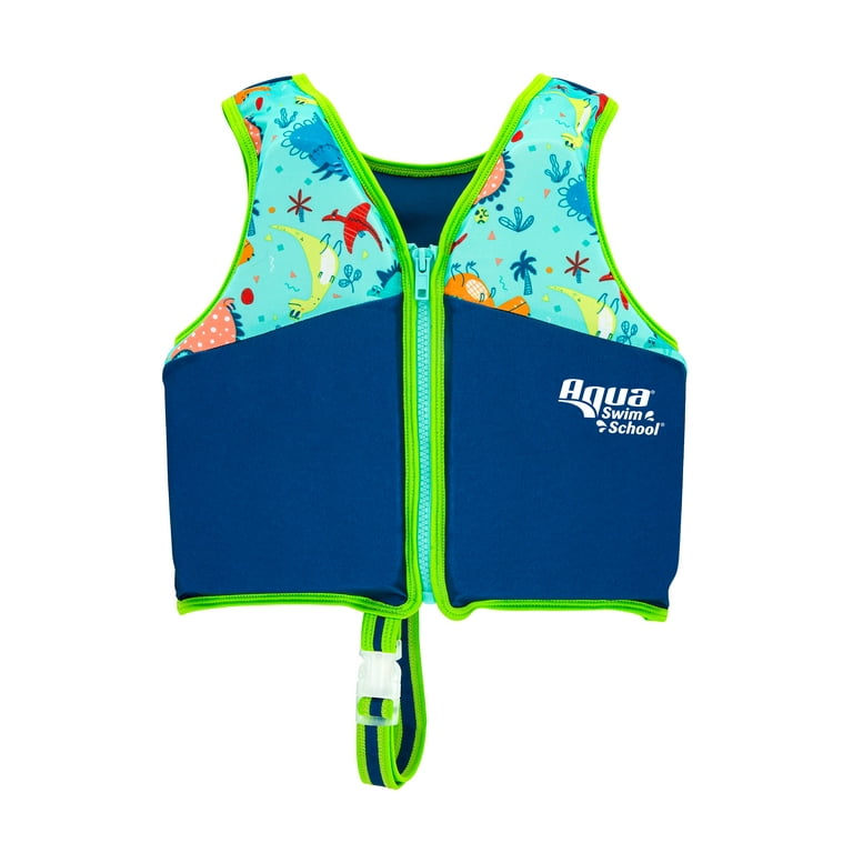 SwimSchool Youth Swim Training Vest, Small-Medium, Ages 2-4 Years, Blue Dino