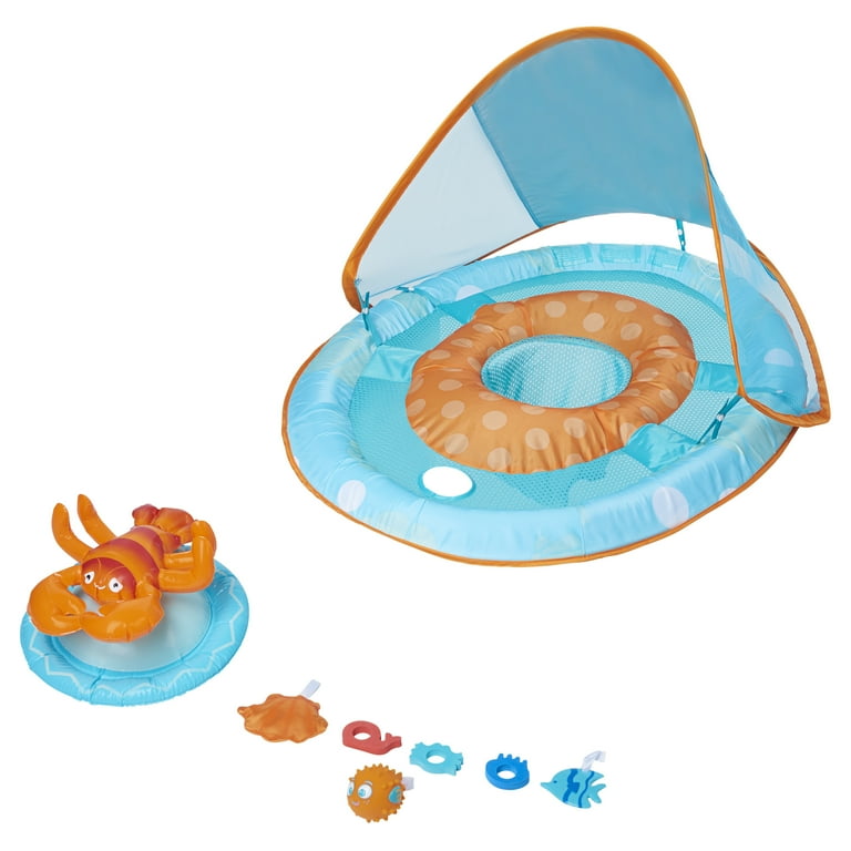 SwimWays Baby Spring Float Activity Center with Canopy, Blue