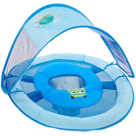SwimWays Baby Spring Float Sun Canopy, Inflatable Pool Float for Baby Boys, Blue